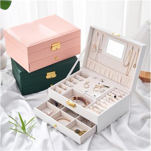Retro Rectangle Drawer Cosmetic <b>Case</b> <b>Earrings</b> Ring Jewelry Packaging Display Box with Customizable Materials - Product Image 3