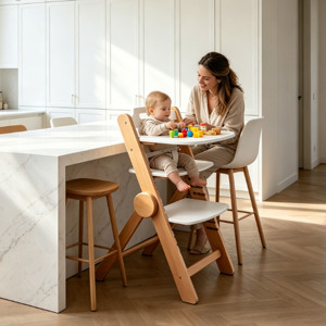 Silla de comedor moderna de madera maciza para bebés y niños, ajustable en altura y cómoda, para bebés y niños pequeños. - Product Image 5