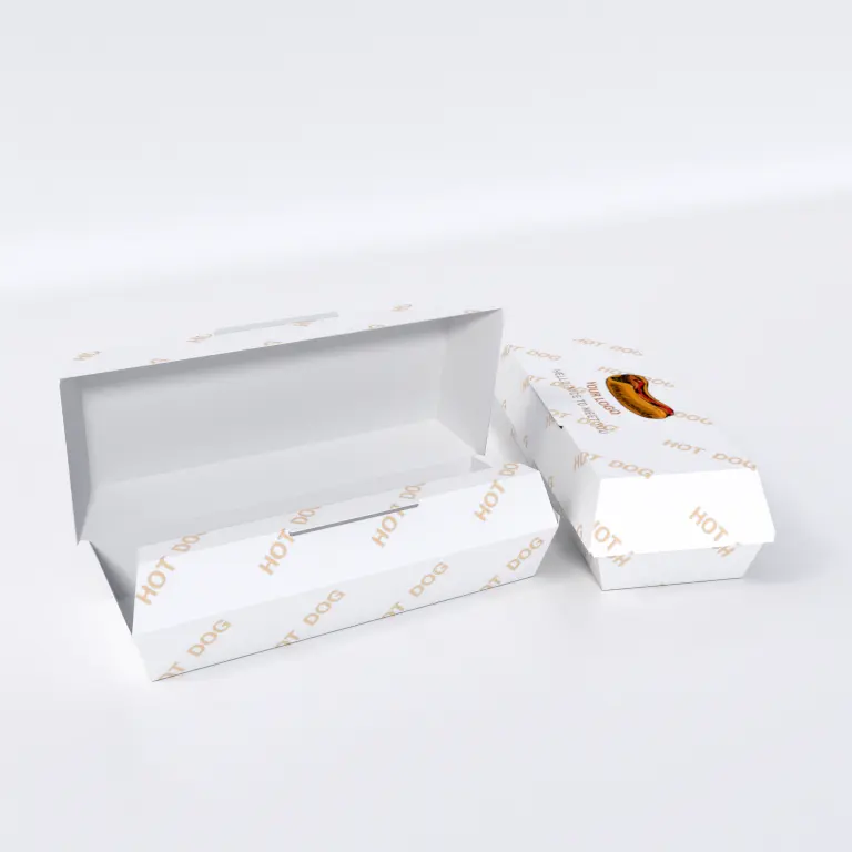 2023 nouveau Style coréen Hot Dog emporter Sandwich emballage boîte Hot Dog papier plateau Hotdogs papier boîte à déjeuner pour restauration rapide en gros