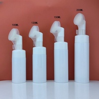 Bouteilles à pompe en mousse de plastique PET personnalisées 100ml 200ml avec tête de brosse en silicone pour cosmétiques, maquillage, nettoyant visage, savon