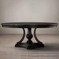Ensemble table et chaises de salle à manger en bois massif de style campagnard américain, table ronde, style rétro français, simple, table ronde de salle à manger pour la maison