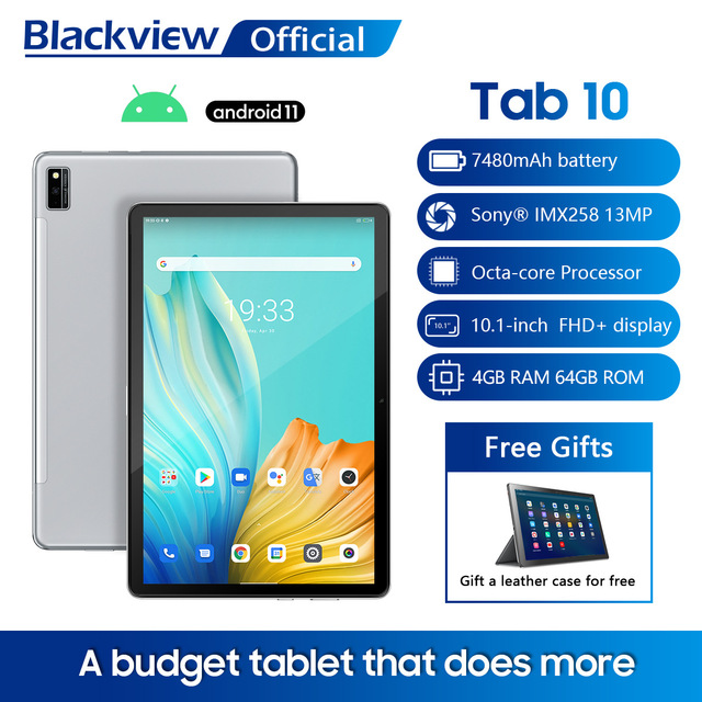 Blackview Tab 10 Android 11 4G Phone Call Tablet PC 10.1inch MTK8768 Octa Core 4GB+64GB 1920*1200 13MP 7480mAh Tablets