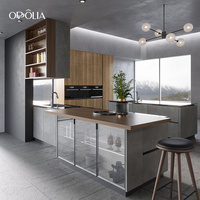 OPPOLIA Meubles de cuisine en bois sur mesure de luxe, ensembles complets, îlot de cuisine en bois massif, armoires modernes