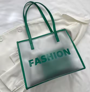 Bolso Tote de Hombro de Lujo para Mujer, con Asa de PVC, Ecológico, Transparente, con Borde Esmerilado, Cierre de Hebilla, Logotipo Personalizado, para Deportes al Aire Libre - Product Image 5