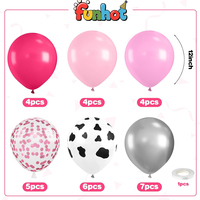 Kit d'arche de ballons rose argenté métallisé à imprimé vache, thème western cowgirl, pour anniversaire de filles de 18/21 ans, ferme, enterrement de vie de jeune fille, fournitures de fête