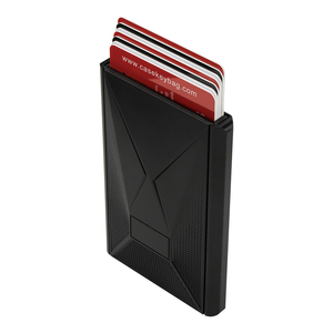 Porte-cartes minimaliste en aluminium anti-RFID avec système pop-up, noir - Product Image 1