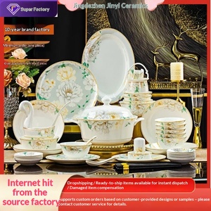 Vaisselle en céramique de Jingdezhen, Nouveauté 2026, Service de table en porcelaine fine, Assiettes domestiques, Assiettes de bien-être, Vente en gros pour cadeaux - Product Image 1