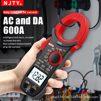 NJTY TY-328D Multimeter jepit Digital, alat pengukur elektronik frekuensi temperatur tegangan arus AC/DC Multimeter