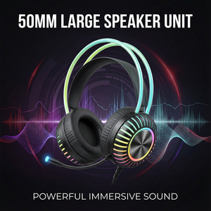 <span class=keywords><strong>Casque</strong></span> filaire RGB PJT-DEP2480 pour le jeu, réduction de bruit avec codec AAC, connecteur USB, vocalisation dynamique pour les voyages - Product Image 2