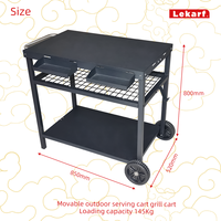 Carrito de Servicio Móvil para Exteriores, Carrito de Acero al Carbono para Asar, Carrito Industrial para Camping con 2 Ruedas y Capacidad de Carga de 320 Libras