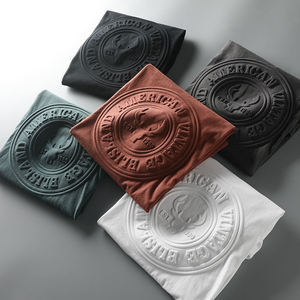 T-shirt en coton 100% de haute qualité avec impression personnalisée en relief, logo en relief 3D, impression en relief pour hommes - Product Image 2