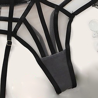 Offre Spéciale en gros noir Transparent sous-vêtements érotiques femmes Lingerie Sexy avec porte-jarretelles ensemble