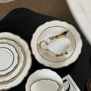Cross-Border Export Disposable Modern Fruit Gold-Edged Porcelain <b>Ceramic</b> Pigmented Restaurant Dinnerware <b>Set</b> Plates Bowls - Product Image 4