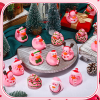 Canards en caoutchouc en vrac de noël rose pour douches de bébé accessoires Mini lapin canards jouets de bain panier de noël farces faveur de fête