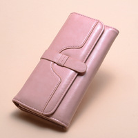 Dompet Kartu Wanita Vintage Kulit PU Panjang dengan Kancing, Tahan Air, Motif Permen, Multifungsi, Kapasitas Besar