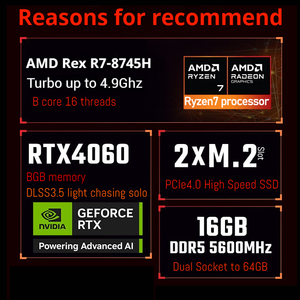 แล็ปท็อปใหม่แกะกล่อง Nitro5 RTX4050 RTX4060 แล็ปท็อปเกมมิ่ง แรม 16GB SSD 512GB หน้าจอ 16 นิ้ว การ์ดจอแยก คีย์บอร์ดภาษาอังกฤษ - Product Image 3