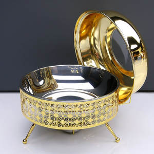 <span class=keywords><strong>Chauffe</strong></span>-plats rond en or de luxe pour hôtel, <span class=keywords><strong>chauffe</strong></span>-plats pour buffet, <span class=keywords><strong>chauffe</strong></span>-plats pour mariage, traiteur - Product Image 2