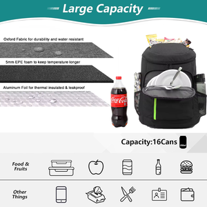 Вместительный водоотталкивающий изолированный охлаждающий рюкзак с защитой от протечек и несколькими карманами - Product Image 4