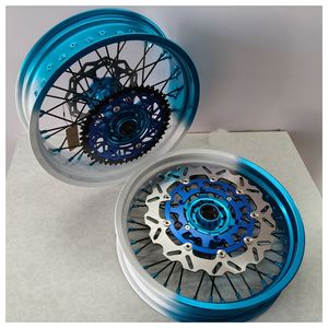 Jeu de roues 17 pouces pour GAS GAS EC <span class=keywords><strong>2022</strong></span> Jantes bicolores bleues et blanches Supermoto Motard Spoke Wheels - Product Image 6