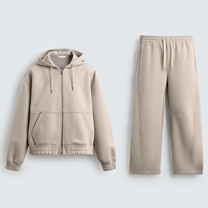 Ensemble sweat-shirt à capuche zippé et pantalon de survêtement ample pour homme KIingSen, de haute qualité, OEM, en tissu éponge, pour l'hiver, streetwear épais - Product Image 3