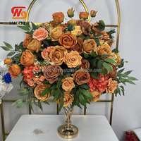 Boule de fleurs 3D 5D en vente chaude, personnalisée, couleur orange brûlé brun, pour la décoration de centre de table de mariage