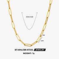 Collier en acier inoxydable superposé avec chaîne simple et fermoir trombone en or 18 carats pour femme