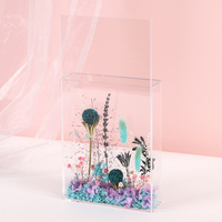 Boîte cadeau carrée en acrylique de luxe avec lumière LED, fleurs séchées naturelles, mariages, Saint-Valentin, remises de diplômes, Noël, Halloween