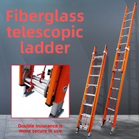 Escalera Telescópica Aislada de Fibra de Vidrio de 220KV, 20 pies, FRP, Portátil, de Seguridad para Electricistas, para Trabajos de Servicios Públicos