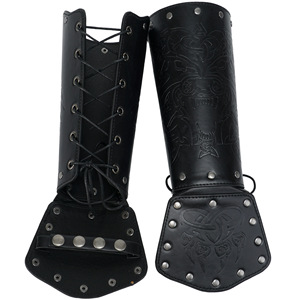 Armure Gothique Médiévale Large Poignets Brassards Punk Guerrier Renaissance <span class=keywords><strong>Pirate</strong></span> Chevaliers PU Cuir À Lacets Bracelet - Product Image 5