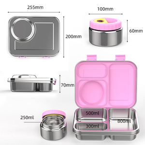 <span class=keywords><strong>Aohea</strong></span> - Lonchera de Acero Inoxidable de Diseño con 3 Compartimentos, Recipiente Térmico para Alimentos para Niños, Juego de Loncheras de Acero Inoxidable - Product Image 1