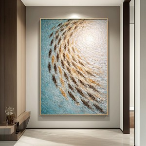 Hand Painted Oil Painting <b>Gold</b> <b>Frame</b> Rectangle Impressionism Modern Minimalist Entryway Living Room Wall Art - Product Image 1