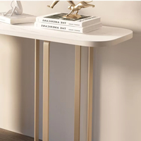 Table console d'entrée moderne de luxe en bois avec applique murale, table d'appoint simple en métal pour couloir, salon d'hôtel