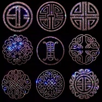 Transfert thermocollant brillant en strass avec symbole Shou chinois, motif circulaire oriental porte-bonheur pour la décoration de vêtements DIY, effet bling