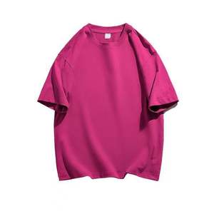 헤비 200g 단색 면 반팔 남성과 여성의 여름 트렌드 모든 느슨한 캐주얼 심플 티셔츠 - Product Image 1