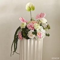 Colonne florale artificielle ZIKE FLOWER, orchidée papillon rose et verte, arrangement floral pour allée de mariage, décoration d'événements en colonne plissée