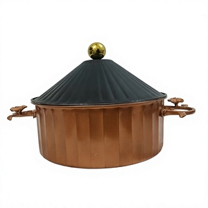 <b>Copper</b> And Black Finished Hotpot Premium Quality Handmade Casserole Round Shape Designer New Metal Food Warmer - Product Image 1