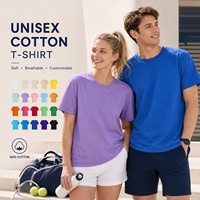 T-shirt unisexe personnalisé avec logo – Couleurs variées, tissu technique doux de qualité supérieure, col rond vierge pour impression, vêtements de marque, vente en gros OEM