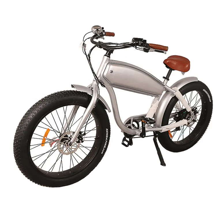 Hete Verkoop 500W 750W 1000W Cafe Racer Elektrische Fiets Dikke Band Strandcruiser Fiets 26 Inch Retro Elektrische Fiets