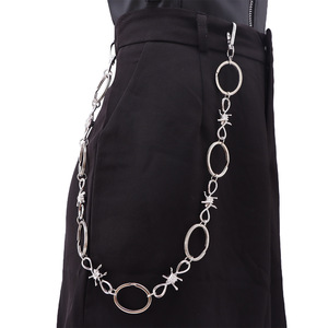 Cadena de cintura circular de una sola capa con púas de aleación de zinc y diseño de espina, estilo Hip Hop, accesorio de mezclilla para uso diario, de yueliTrendy - Product Image 2