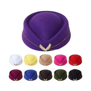 Chapeau d'hôtesse de l'air en feutre de laine pour femmes à la mode personnalisé casquette d'hôtesse de l'air béret d'hôtel chapeau d'hôtesse de l'air - Product Image 2