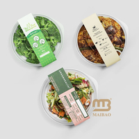 Bol en papier kraft rond, carré, rectangulaire avec couvercle, personnalisé avec logo arabe, pour plats à emporter, salades, plats, pâtes, nouilles