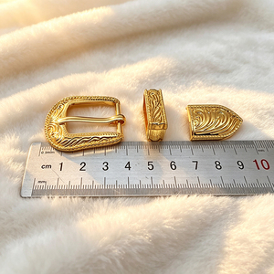 Hebilla de cinturón retro europeo-americano de aleación de zinc con grabado de hierba Tang, de tres piezas, 26mm 40mm, para cinturones de cuero de mujer - Product Image 2