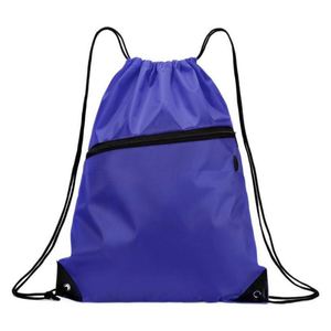Promotional Custom Logo Draw String 210D Polyester Sport Backpack <b>Drawstring</b> Gym <b>Bag</b> With Zipper Pocket - Product Image 4