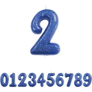 Bougie d'<span class=keywords><strong>anniversaire</strong></span> personnalisée pour décoration de fête, vente en gros, bougie numérique mixte pour gâteau, 6 cm, bougie numérique bleue - Product Image 6