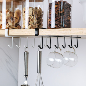 Ganchos para gabinetes de cocina Zimoo, color blanco y negro, 1 juego, fácil instalación, organizador de estantes de almacenamiento - Product Image 1