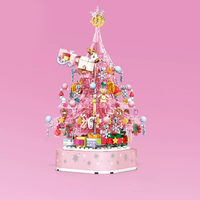 Arbre de noël en cristal rose, boîte à musique, blocs de construction, jouets pour enfants, cadeaux de noël