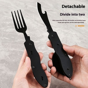 <span class=keywords><strong>Camping</strong></span> utensilio plegable multifuncional cuchara tenedor Spork abrebotellas para Picnic <span class=keywords><strong>Camping</strong></span> senderismo - Product Image 2