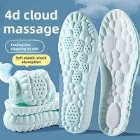 Semelles intérieures 4D Cloud-Massage en polyuréthane pour hommes et femmes, PU bleu menthe, anti-odeur, antidérapantes, absorbant les chocs, pour le sport