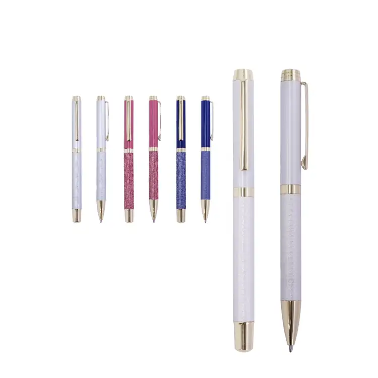 writing instrument metal leather gift ball pen,stationery products list fancy pens