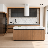 Meubles de cuisine modernes de luxe en bois cannelé, solution de mobilier sur mesure pour toute la maison, idéale pour les projets résidentiels